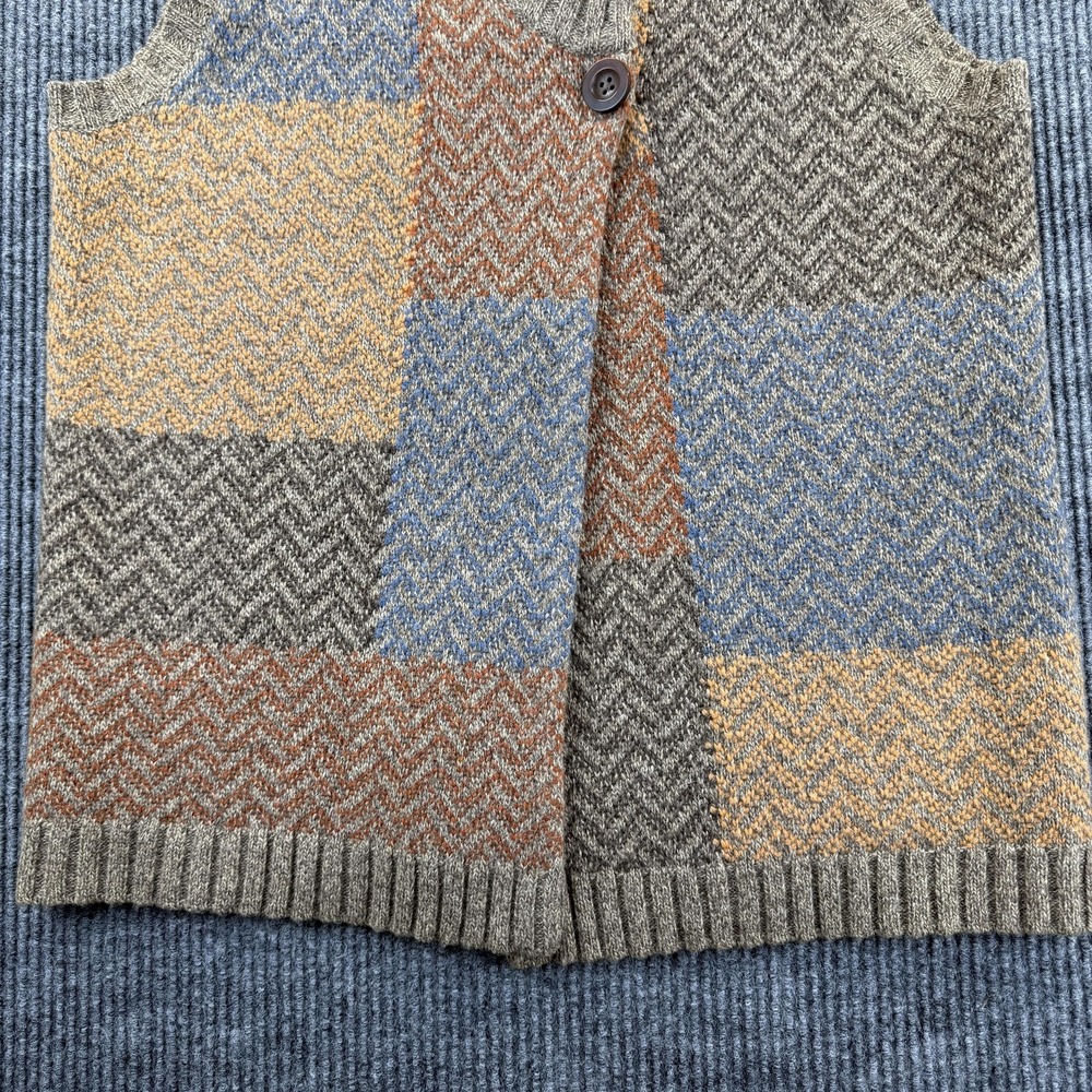 Woolrich‎ Sweater Vest Womens Large Multi Color Lambswool Chevron Knit Patchwork - Picture 3 of 12